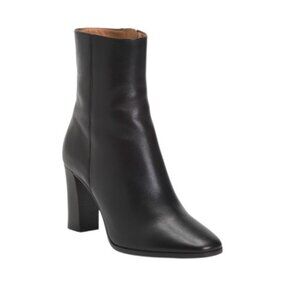 MAJE Made In Portugal Leather Fanette Heeled Booties Black